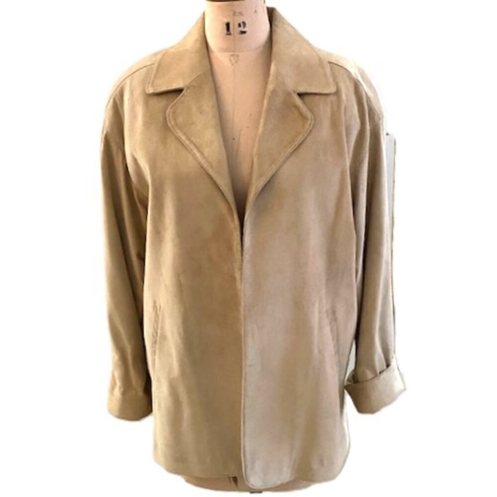 Vintage 90s minimalist leather suede Danier tan jacket